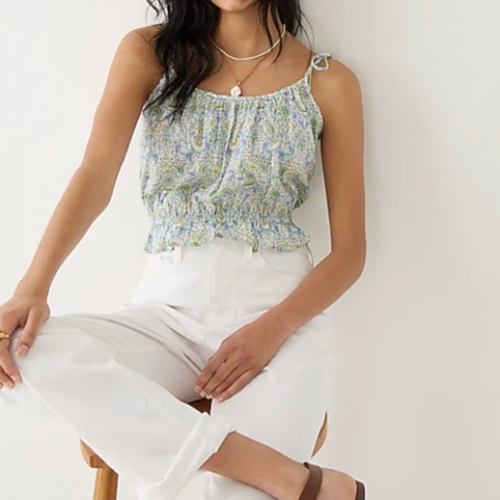 J.Crew Organic cotton ruffle-waist tank
